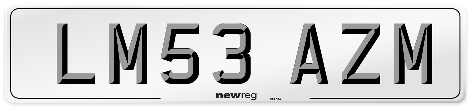 LM53 AZM Number Plate from New Reg